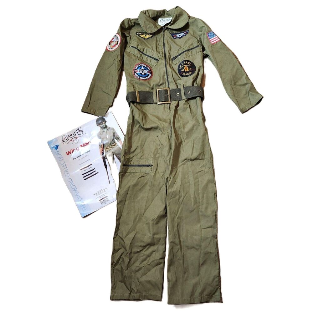 Charades Wing Man Costume Youth Small Pilot Jumpsuit with Belt